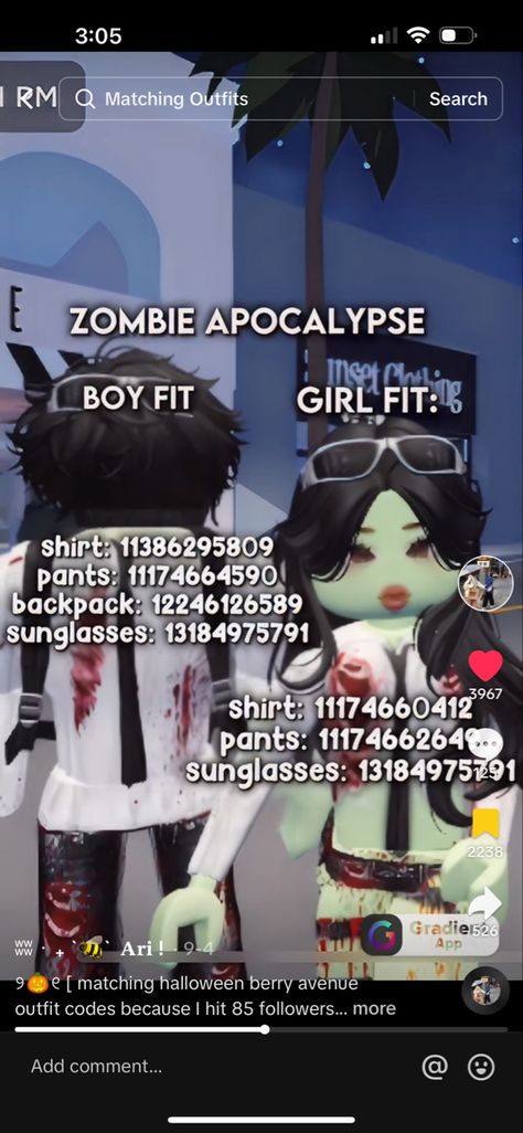 Roblox Black Hair, Roblox Zombie, Hello Kitty Boy, Black Hair Id Roblox, Zombie Hair, Id Roblox, Matching Avatar, Zombie Apocalypse Outfit, Zombie Clothes