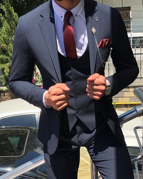 MCR Dark Blue Slim Fit Suit Regular price $359.00 Sho Blue Slim Fit Suit, Terno Slim, Dark Blue Suit, Stylish Mens Suits, Slim Fit Suit Men, Classy Suits, Dress Suits For Men, Designer Suits For Men, Bespoke Suit