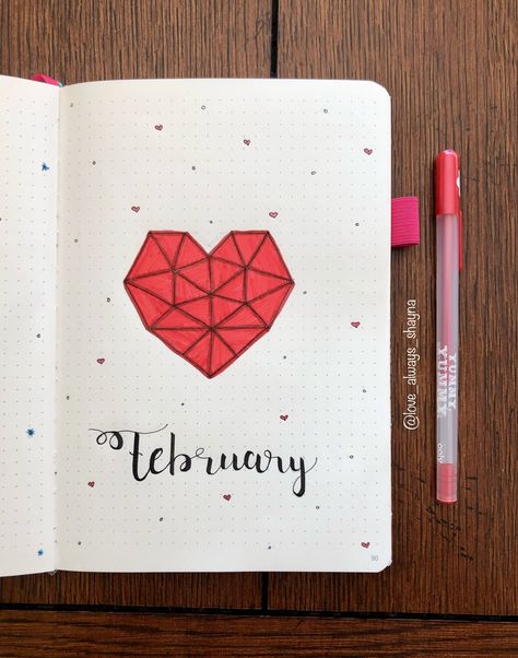 Feb Bujo Cover, Bujo Themes February, Bulett Journal Ideas February, February Journal Cover, February Title Page, February Doodles, February Bujo Cover, February Monthly Spread, February Bullet Journal Cover