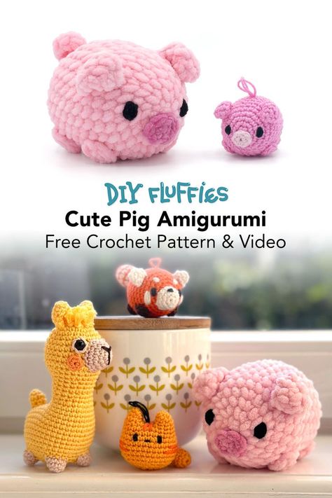 Amigurumi Free patterns and step-by-step crochet tutorials. You can find this cute pig amigurumi crochet pattern on www.mariskavos.nl, great for beginners. Learn how to crochet Amigurumi with the DIY fluffies Patterns and video's.