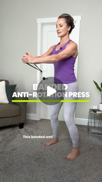 Megan Dahlman on Instagram: "🙋‍♀️ Ever struggle with side planks? Here’s your modification!! 

These “Banded Anti-Rotation Presses” (or sometimes called Paloff Presses) train your core muscles in much the same way as a side plank… without the frustration of being down on the floor with all that pressure on your shoulder 😏 

Here are some tips to think about: 

👍 Keep knees slightly bent with pelvis level

👍 Make sure your neck stays relaxed (not shrugging!) throughout the exercise

👍 Pause & exhale to really engage your core when your arms are extended

You’ll probably feel your abdominal muscles and your outer glutes working hard here to keep your body facing straight. 

Do 8-10 presses per side, then switch sides. 

… 

💥 Need a great Core Training program??? Do my FREE 5-Day Core Somatic Exercise, Side Planks, Band Exercise, Sciatica Exercises, Side Plank, Core Training, Abdominal Muscles, Core Muscles, Training Program