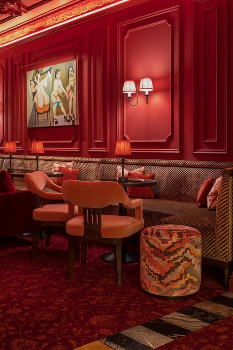 Bar Lounge Design, Red Hotel, Dining Room Paint Colors, Architecture Restaurant, Jazz Bar, Bar Interior Design, Luxury Bar, Lounge Lighting, Restaurant Lounge