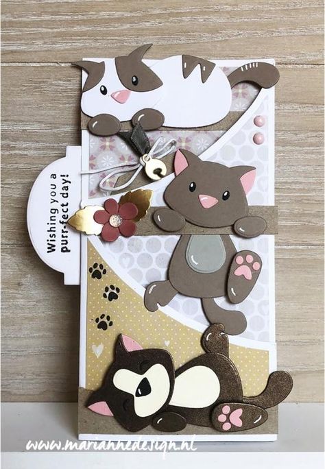 Eline's kitten » Marianne Design Marianne Design Cards, Cats Design, Design Cards, Design Card, Diy Paper Crafts Decoration, Cat Cards, Marianne Design, Birthday Cards Diy, Punch Cards