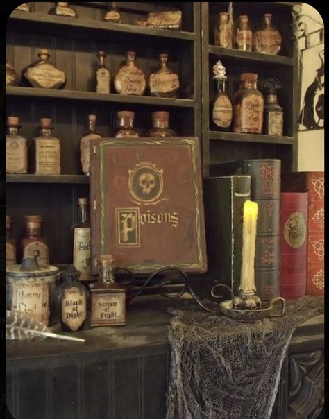 Halloween Apothecary, Witch Room, Evil Queens, Halloween Potions, Halloween Kitchen, Witch Decor, Witch House, Halloween Inspiration, Kitchen Witch