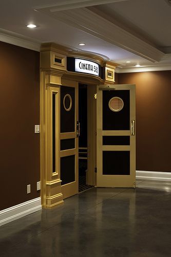 Home Cinema Entrance, Theatre Room Doors Entrance, Home Theater Entrance, Home Theater Entrance Ideas, Home Theater Door, Cinema Entrance, Media Room Ideas Theatres, Theater Entrance, Deco Cinema