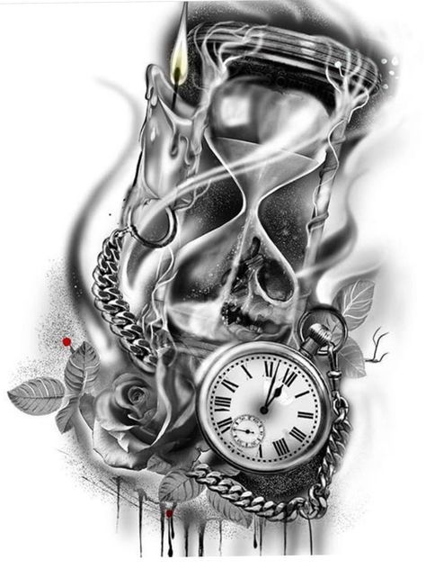 Hour Glass Tattoo Design, Clock Tattoo Sleeve, Watch Tattoo Design, Half Sleeve Tattoos Drawings, Hourglass Tattoo, Clock Tattoo Design, Men Tattoos Arm Sleeve, Cool Arm Tattoos, Men Tattoos