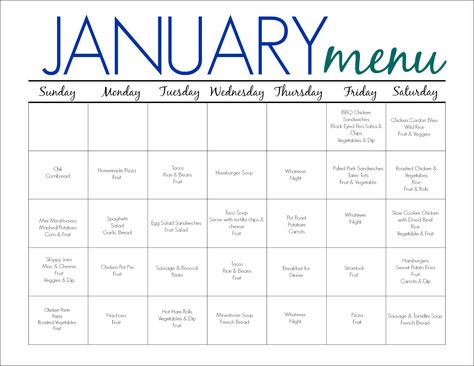 31 Days of Dinners: A Meal Plan for January (Free Printable) - The Chirping Moms Kids Dinner Ideas, Free Family Printables, Meal Planning Board, Meal Calendar, Kids Dinner, Meal Planning Menus, Easy Grilling Recipes, Favorite Dinner, Monthly Meal Planning