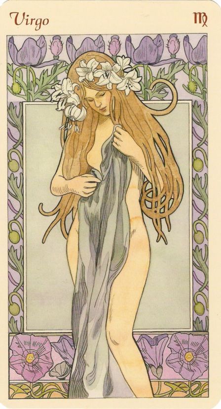 Tattoos Horoscope, Horoscope Facts, Alfons Maria Mucha, Horoscope Art, Virgo Art, Illustration Art Nouveau, Horoscope Tattoos, Signs Horoscope, Alphonse Mucha Art