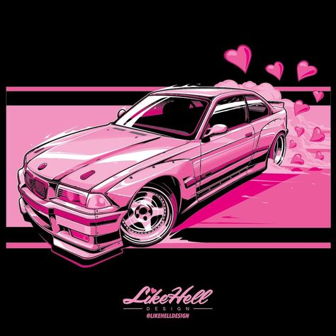 LikeHell on Instagram: “Happy Valentine's Day 💘 Featuring @alf_rs6 #likehelldesign #likehell #design #art #graphics #vectorlife #vector #automotiveart #vectorart…” Pink Jdm Wallpaper, Pink Car Drawing, Car Graphic Design, Wall Poster, Pink Bmw, Car Logo Design, Bmw M Power, Iphone Wallpaper Kawaii, Jdm Wallpaper