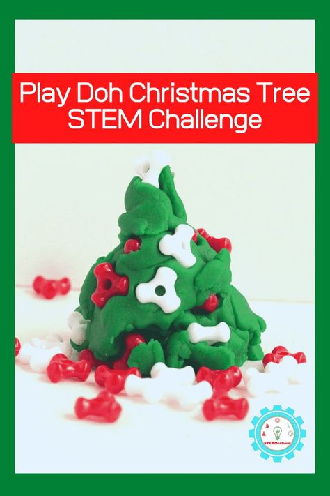 Play Doh Christmas Tree STEM Challenge Stem Christmas Tree, Christmas Tree Stem, Elf Trap Stem Challenge, Stem Christmas Challenge, Holiday Stem Challenges, Snowflake Stem Challenge, Kindergarten Science Projects, Christmas Stem Challenge, Kindergarten Science Experiments