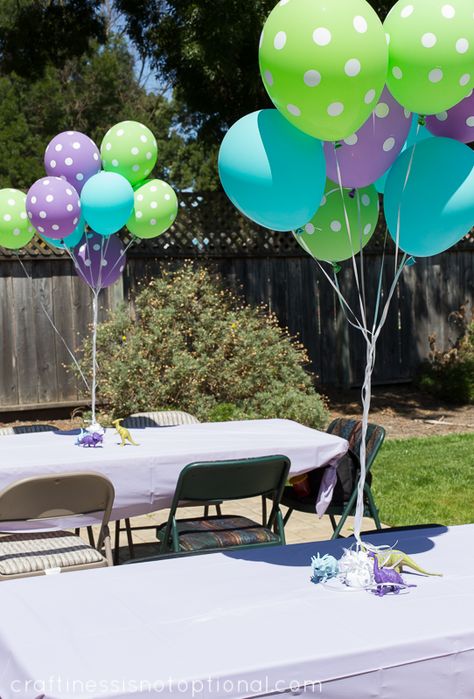 charlotte’s dinosaur birthday party – Craftiness Is Not Optional Monsters Inc Baby Shower, Monster 1st Birthdays, Monster Inc Birthday, Girl Dinosaur Birthday, Polka Dot Balloons, Dino Birthday Party, Monster Inc, Dinosaur Baby Shower, Dino Birthday