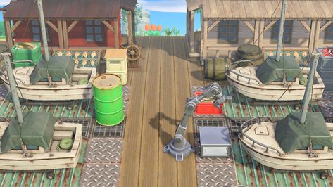 Animal Crossing Harbor Ideas, Acnh Harbor Ideas, Acnh Harbor, Island Ideas, Stardew Valley, Repair Shop, Animal Crossing, Repair, Animals