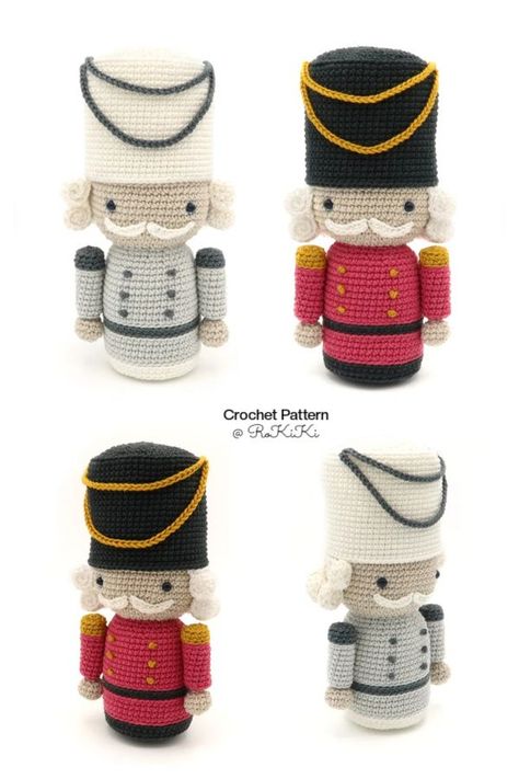 Crochet Christmas Nutcracker AmiguruMi Patterns Crochet Nutcracker Free Pattern Christmas, Crochet Nutcracker Ornament, Nutcracker Amigurumi Pattern Free, Crismas Diy Ideas, Crochet Cool Stuff, Nutcracker Crochet Pattern Free, Christmas Amigurumi Pattern, Free Christmas Amigurumi Patterns, Crochet Nutcracker Pattern Free