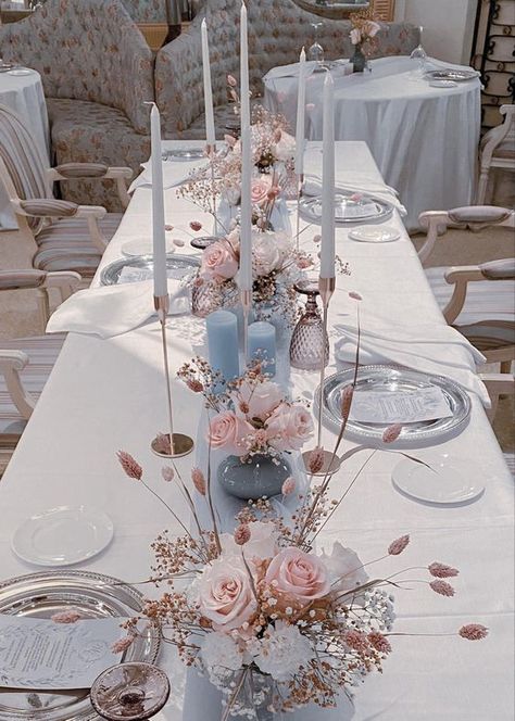 Pastel Wedding Theme, Tafel Decor, Blue Themed Wedding, Blue Theme, Dusty Blue Weddings, Wedding Theme Colors, Future Wedding Plans, Pastel Wedding, Wedding Mood