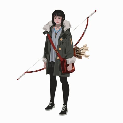 Archer Characters, Jacket Drawing, Spiritual Animal, Character Design Girl, Modern Fantasy, Urban Fantasy, Female Character Design, Artist Style, Illustration Character Design