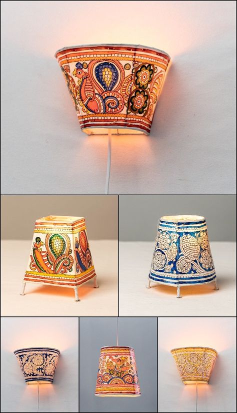 Handpainted Tholu Bommalata Leather Table & Wall Hanging Lamps Wall Hanging Lamps, Tholu Bommalata, Leather Table, Table Wall, Hanging Lamps, Tolu, Art Styles, Hanging Lamp, Wedding Decor