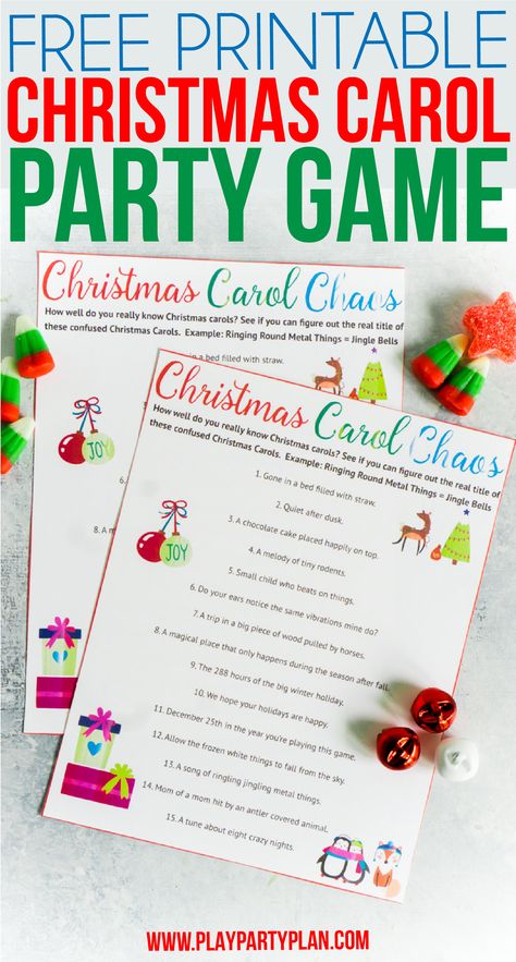 A fun printable Christmas party game where you have to figure out mixed up Christmas songs! One of the best Christmas party games ever! Sponsored #ChipsDipsAndTips Christmas Chaos Game, Christmas Carol Game, Games Adults, Holiday Song, Chaos Game, Xmas Games, Christmas Trivia, Holiday Party Games, Happy Thanksgiving Quotes