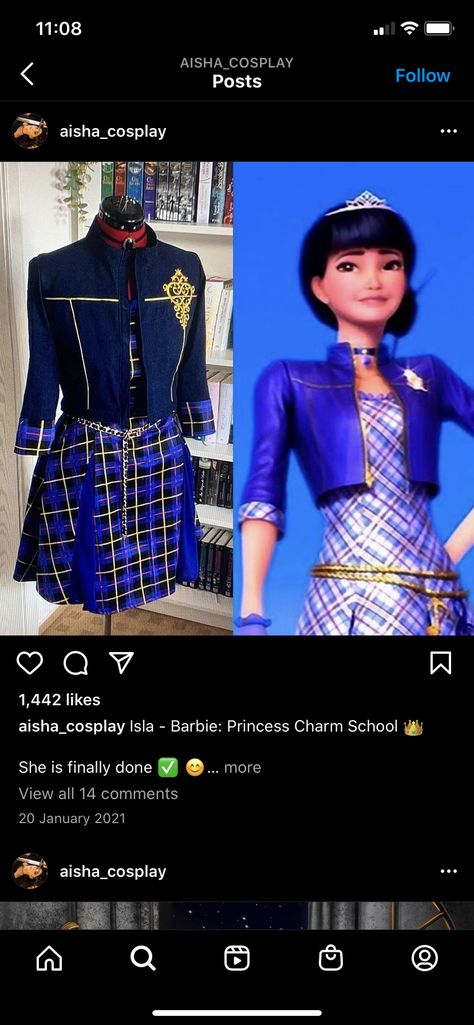 Barbie Princess Charm School Princess Isla, Barbie Princess Charm School Isla, Barbie Cosplay Dress, Princess Charm School Costume, Barbie Princess Charm School Costume, Princess Charm School Uniform, Movie Fashion Outfits, School Halloween Costumes, Barbie Cosplay