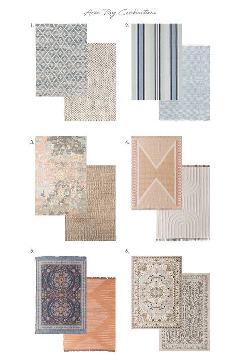 Pairing patterns together can be difficult, so we’ve put together some stylish combos to inspire your design! Coordinated Area Rugs, 2 Different Area Rugs In One Room, 9x12 Dining Room Rug, Matching Rugs In Adjoining Rooms, 10x10 Square Area Rug, Rugs That Go Together, Complimentary Area Rugs, How To Pair Rugs In Open Concept, Multiple Area Rugs In One Room