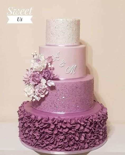 Sparkly Wedding Cakes, Apple Cake Pops, Butterfly Wedding Cake, Camo Wedding Cakes, Cake Purple, Purple Wedding Cake, Ruffle Wedding Cake, Dragon Cakes, Shoe Cakes