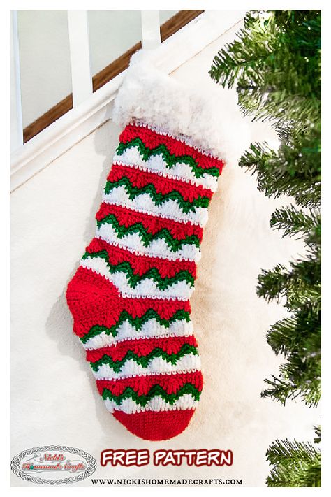 Country Christmas Diy, Christmas Stocking Crochet Pattern, Classy Cottage, Christmas Stocking Crochet, Stocking Crochet Pattern, Christmas Stocking Pattern Free, Stocking Pattern Free, Stocking Crochet, Stocking Patterns