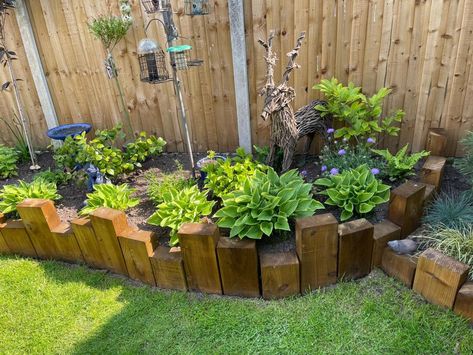 Railroad Tie, Railway Sleepers, Planter Garden, Castle Wall, Wood Project, Garden Edging, Small Garden Design, Garden Bed, Flower Bed