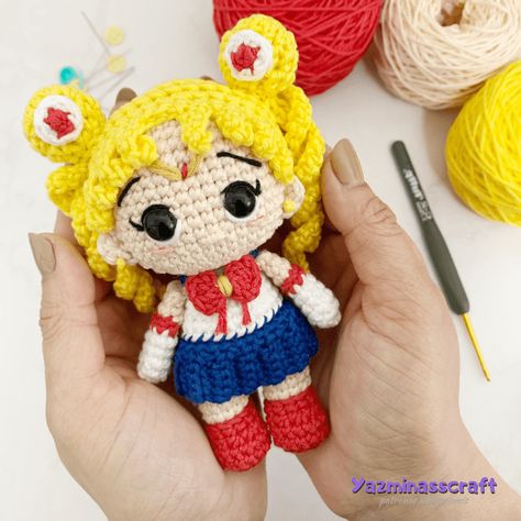 Sailor Moon Chibi Amigurumi – Yazminasscraft Sailor Moon Amigurumi, Moon Amigurumi, Sailor Chibi Moon, Chibi Moon, Sailor Mercury, Sailor Mars, Sailor Moon, Amigurumi, Moon