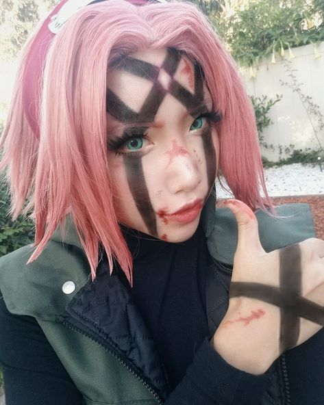 Ninja war Sakura cosplay Anime Kunoichi, Sakura Costume, Halloween Customer, Zero Two Cosplay, Sakura Haruno Cosplay, Sakura Wars, Naruto Costumes, Sakura Cosplay, Anime Cosplay Makeup