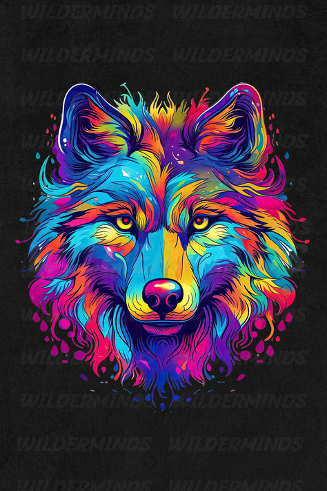 Trippy Vector Art, Wolf Pop Art, Trippy Wolf Art, Trippy Artwork, Trippy Unicorn, Trippy Kaleidoscope, Fractal Patterns, Tshirt Art, Sublimation Printing