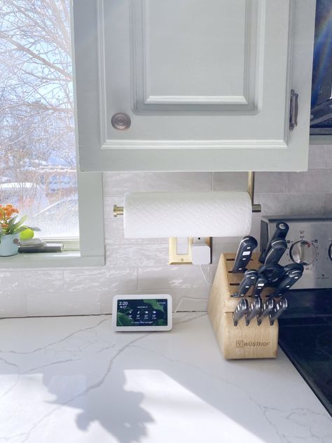 Echo Show In Kitchen Decor, Alexa In Kitchen Decor, Alexa In Kitchen, Amazon Alexa Aesthetic, Alexa Echo Show In Kitchen, New Apartment Essentials, Lucite Bar Cart, Amazon Echo Show, Hey Alexa Meme