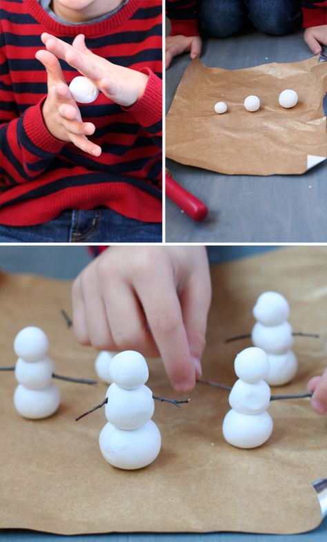 collage Clay Snowman Diy, Clay Snowmen, Clay Snowman, Craft Clay, Easy Model, Model Magic, Christmas Kindergarten, Winter Craft, Preschool Christmas