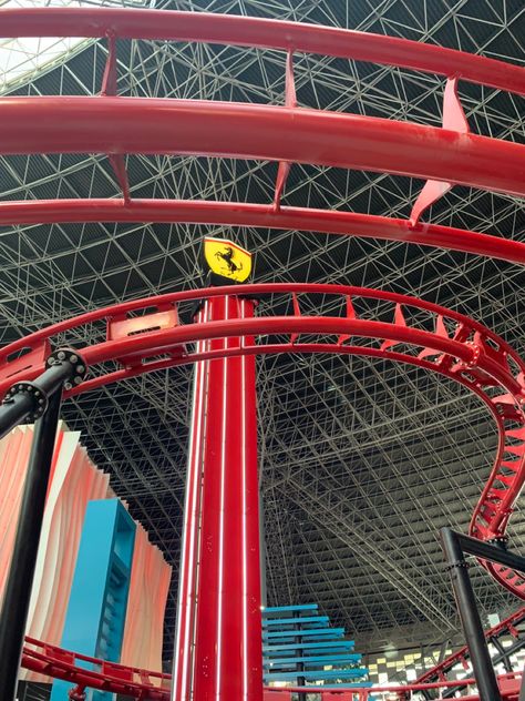 Ferrari World Abu Dhabi Aesthetic, Dubai Pics, Ferrari World Abu Dhabi, Dubai Holidays, Swag Pics, Dubai Aesthetic, Ferrari World, Dubai Travel, Dream Holiday