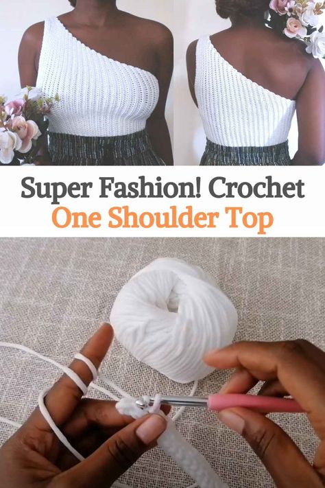 Off-the-shoulder blouses are very much on trend in fashion, especially this year! Now imagine joining this trend with crochet! The result is beautiful and very chic. That is why we bring you this tutorial to learn how to crochet this one-shoulder top. You can combine it with skinny jeans or a wide skirt, it all depends on your style and your taste. The video tutorial is very well explained, you just have to follow the creator's instructions step by step. We could say that it can be... Crochet Halter Top Pattern Free, Crochet Shoulder Top, Crochet Halter Top Pattern, Crochet Tube Top, Halter Top Pattern, Blusas Top, Wide Skirt, Tank Top Pattern, Crochet Braid Styles