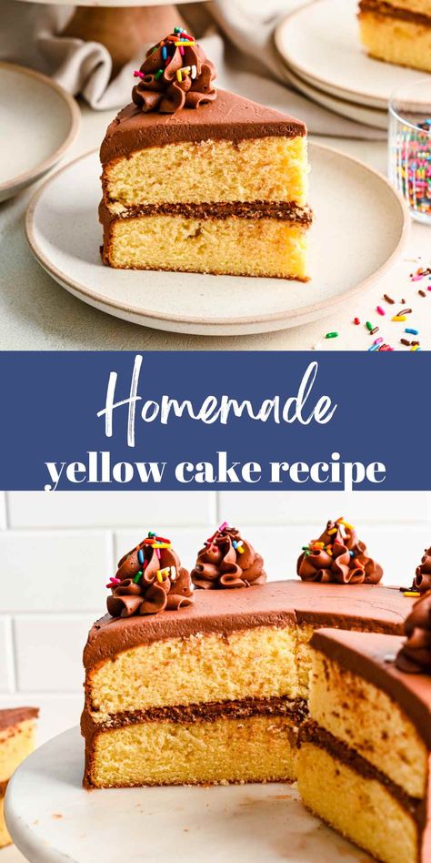 Buttermilk Yellow Cake Recipe, One Bowl Yellow Cake Recipe, Yellow Cake Recipe From Scratch, Best Yellow Cake Recipe, Homemade Yellow Cake Recipe, Basic Yellow Cake Recipe, Yellow Cake From Scratch, Yellow Birthday Cake, Perfect Birthday Cake