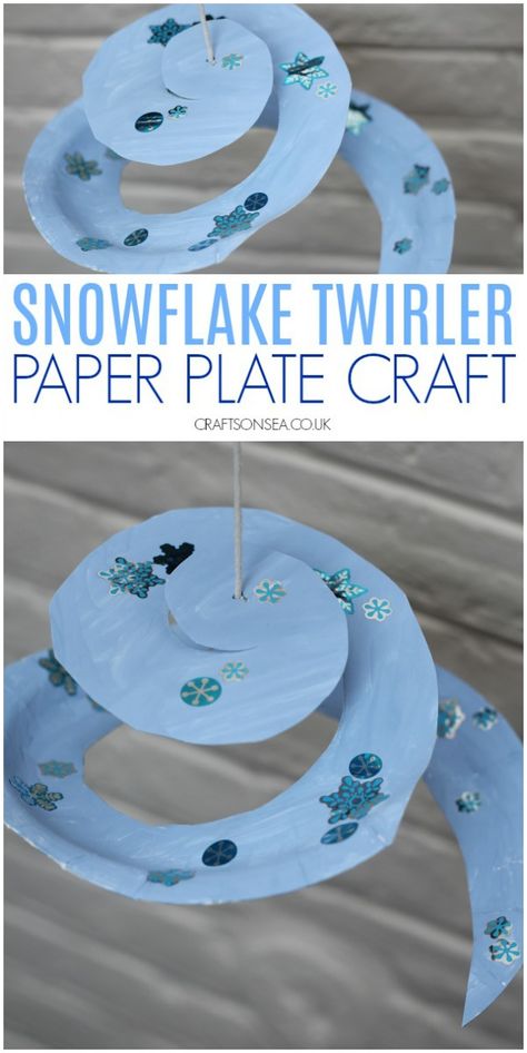 Snowflake Paper Plate Twirler Winter Crafts For Toddlers, Snowflake Paper, January Crafts, Snowflake Craft, Art And Craft Ideas, Winter Activities For Kids, Winter Craft, Winter Preschool, Paper Plate Crafts