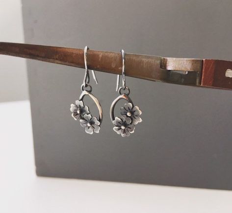 Flower earrings Cherry blossom earrings Silver flower earrings | Etsy Cherry Blossom Earrings, Earrings Oxidised, Etsy Jewellery, Plain Silver Rings, Silver Diamond Necklace, Silver Flower Earrings, Silver Toe Rings, Cherry Blossom Flowers, Silver Ring Set