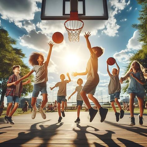 Photo children playing basketball on a s... | Premium Photo #Freepik #photo Free Fire Game Wallpaper 4k, Sports Court, Basketball Plays, Game Wallpaper, Play Basketball, Sport Court, Kids Basketball, Basketball Wallpaper, Boys Basketball