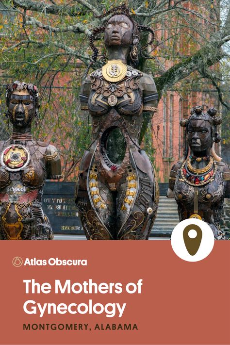 Three statues honoring three Black women stand dressed with decorative headgear and neckpieces. Women Healers, History Of Midwifery, Impromptu Speech, Dr J, Speech Ideas, Park In New York, Alabama State, Women's History, Women’s History