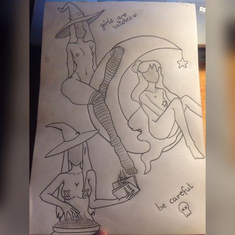 Witch Drawing Pencil, Sapphic Witch, Witch Girlfriend, Witch Drawing, Poses Female, Eclectic Witch, Drawing Pencil, Drawing Inspo, Drawing Poses