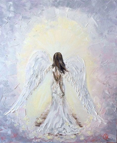 Paintings Of Crosses, Angel Wings Painting, Angel Paintings, Angel Theme, Angel Wings Tattoo, Angel Artwork, Angel Drawing, Angel Images, Angel Painting