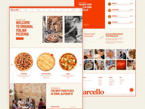 Marcello - Pizza Restaurant Theme by Marina Pavlović for Qode Interactive on Dribbble Pizza Website Design, Website Moodboard, Pasta Restaurants, Food Web Design, Pizza Branding, Pizza Company, Restaurant Themes, Pizza Menu, Website Sign Up