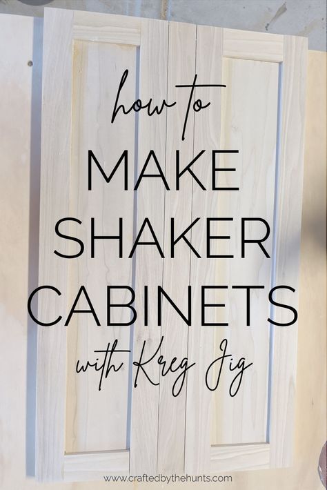 Want to make shaker cabinets, but don't have a router? Learn how to make DIY shaker cabinet doors and drawers with Kreg Jig! This simple tutorial will give you great looking shaker cabinets without using a router or table saw. #shakercabinets #diytutorial #diyfurniture #diycabinet #kregjig #madewithkreg Diy Shaker Cabinet Doors With Router, Make Shaker Cabinet Doors, How To Make Shaker Cabinet Doors, Diy Shaker Cabinet Doors, Diy Shaker Cabinets, Kitchen Cabinets Upgrade, Repainting Kitchen Cabinets, Shaker Cabinet Doors, Diy Cabinet Doors