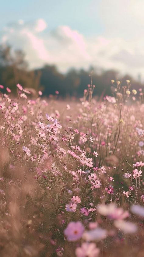 Flower landscape blossom field. | free image by rawpixel.com Field Of Pink Flowers, Flower Background Wallpapers, Spring Flower Field, Spring Iphone Wallpaper, Wallpaper Iphone Roses, Frühling Wallpaper, Iphone Wallpaper Iphone, Nature Rose, Field Wallpaper