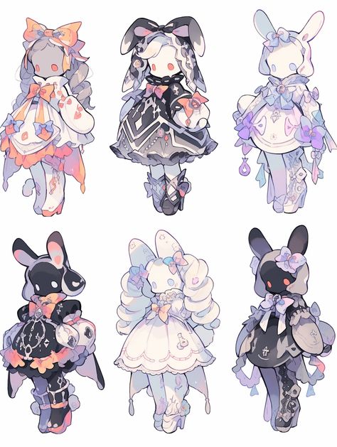 Cute Chibi Outfits, Cute Ocs Female, Vtuber Concept Art, Adopt Characters, Oc Outfit Ideas, Chibi Outfits, Chibi Clothes, Adoptable Oc, Adopt Idea