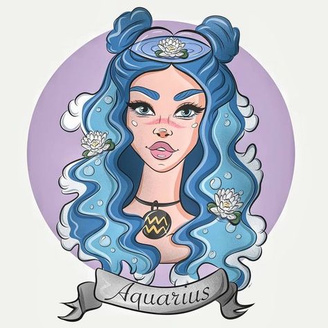 Horoscope Aquarius, Girls Drawing, Octopus Illustration, Aquarius Art, Horoscope Art, Love Vector, Aquarius Zodiac Sign, Zodiac Sign Fashion, Zodiac Signs Chart