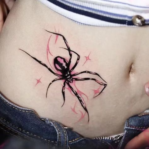 Y2k Symbols Tattoo, Sparkly Tattoo, Tattoos Spider, Vampire Tattoo, Tato Minimal, Waist Tattoos, Sharpie Tattoos, Small Pretty Tattoos, Spider Tattoo