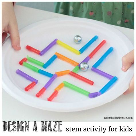 Make a Paper Plate Maze STEM Challenge | A Learning Activity for Kids Design A Maze, Paper Plate Maze, Rainbow Baking, School Age Activities, Marble Maze, Paper Rainbow, Paper Chain, Stem Crafts, Stem Challenge