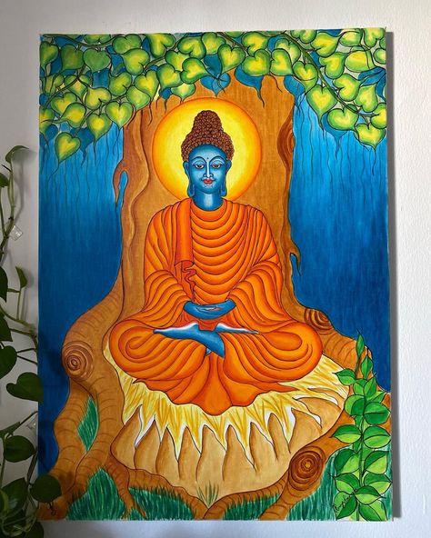 Mural Paintings, Kerala Mural Painting, Simple Acrylic, Lord Buddha, Buddha Painting, Simple Acrylic Paintings, Hindu God, God Illustrations, Mural Painting