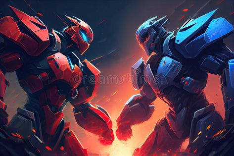 Two robots, one red and the other blue, fighting in futuristic battle arena royalty free stock image Battle Arena, Vector Nature, Real Steel, Water Colour, Stock Images Free, Stock Illustration, Royalty, Royalty Free, Stock Images