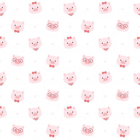 Cute pig seamless pattern | Premium Vector #Freepik #vector #abstract #character #cartoon #animal Pig Wallpaper, Kids Deco, Kawaii Pig, Pig Cartoon, Cute Pig, Cute Piggies, Character Cartoon, Baby Pigs